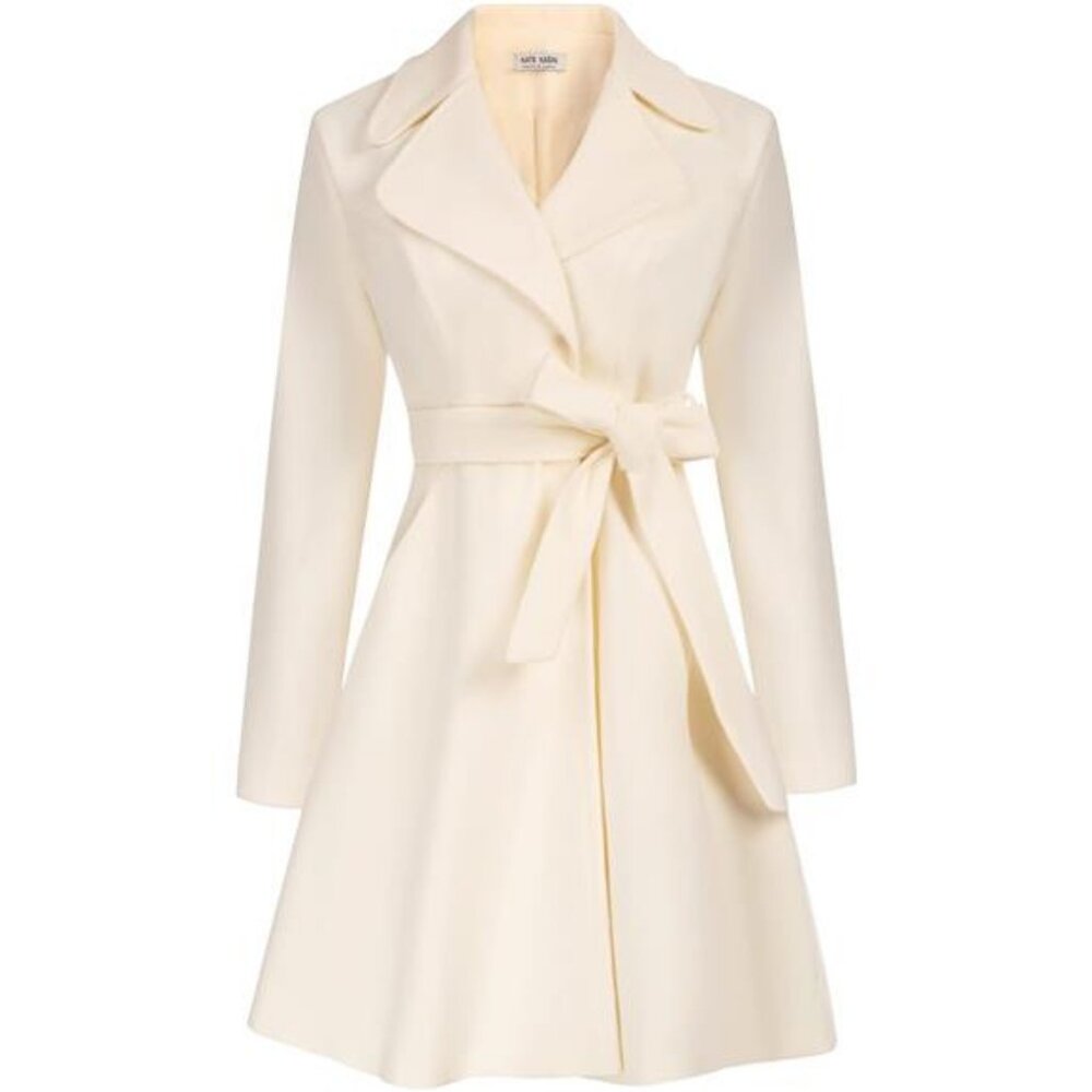 Kate Kasin Women A Line Peacoat Dress Coat Belted‎ Notch Lapel Overcoat Fall